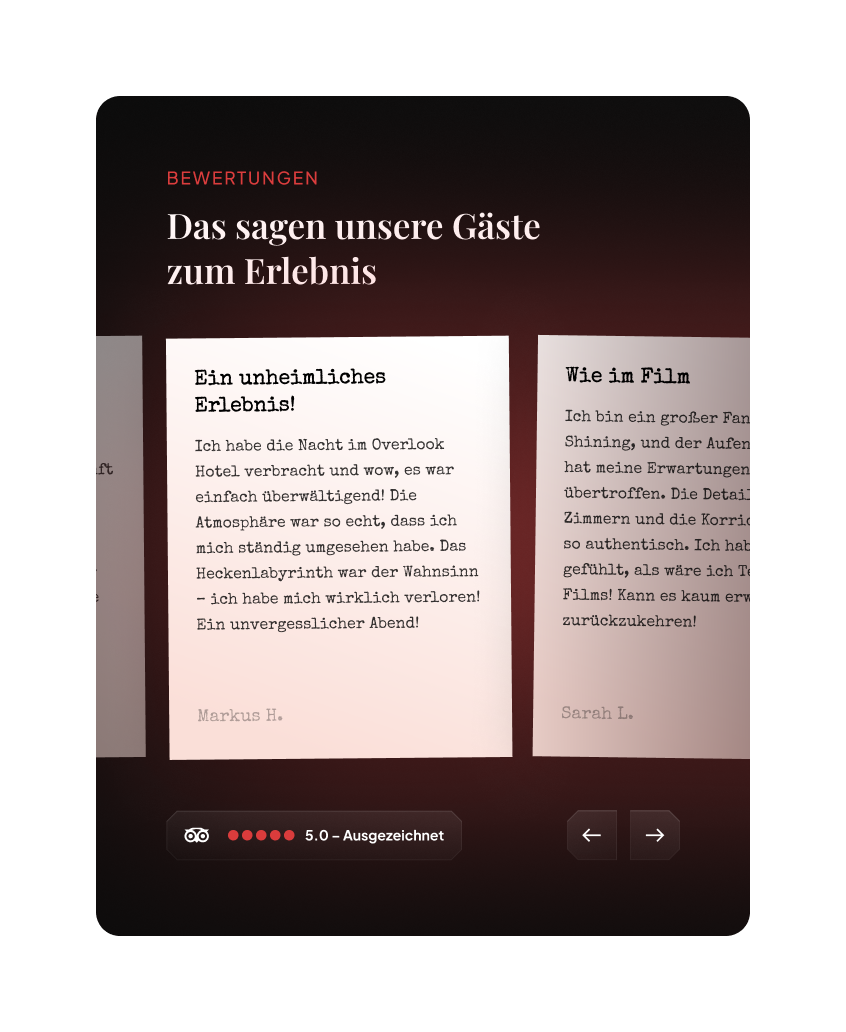 Bewertungen des Hotels auf der Startseite